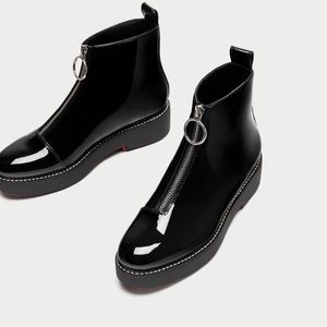red bottom black ankle boots